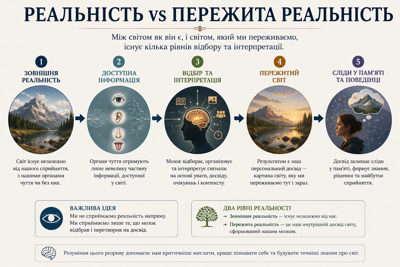 Реальність проти пережитої реальності: зовнішній світ доступна інформація відбір інтерпретація і досвід