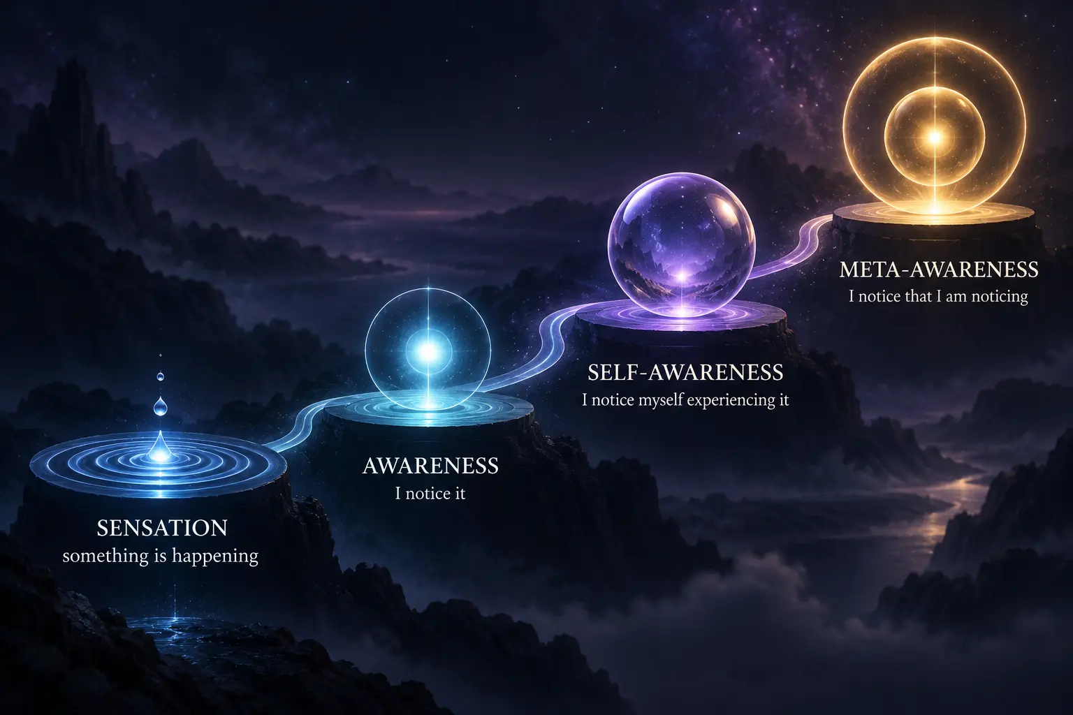 Four levels of self-awareness from sensation to meta-awareness