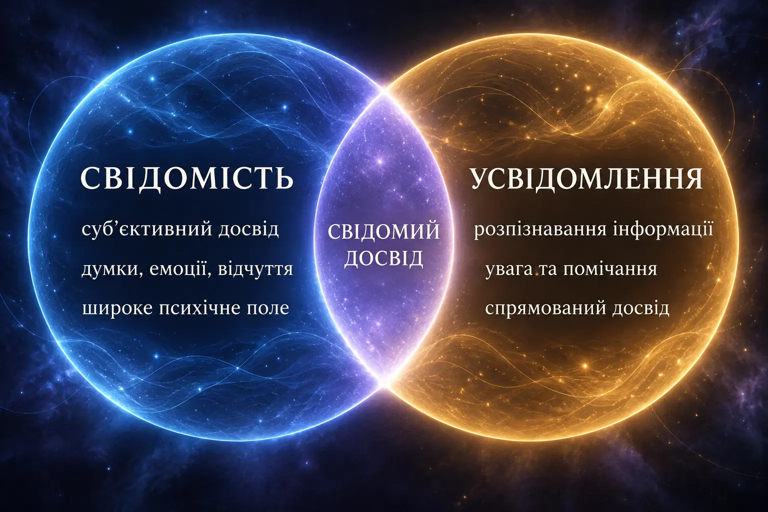Порівняння свідомості та усвідомлення як пов’язаних, але різних понять